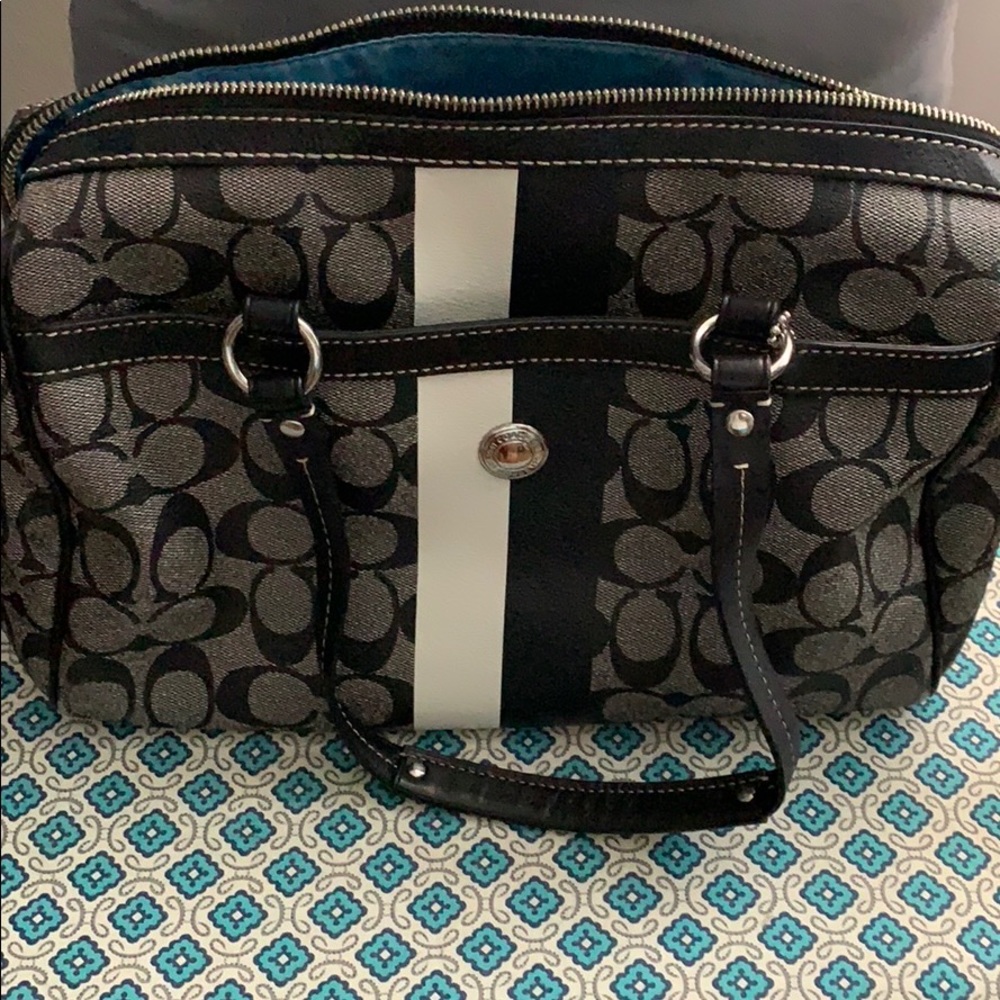 Coach black and white bag